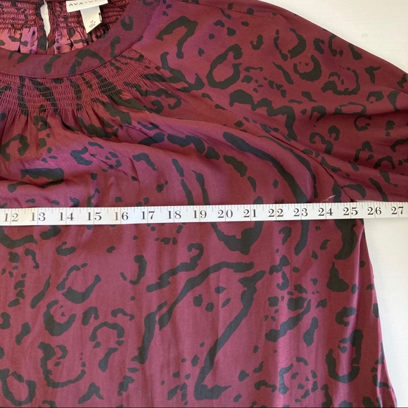 NWT Ava & Viv Maroon Leopard Mock Neck Blouse - Picture 8 of 10
